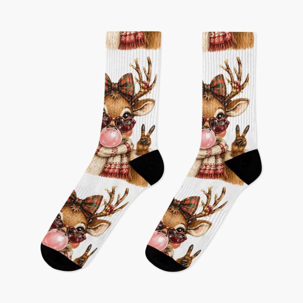 Item preview, Cute Christmas Reindeer Blowing Bubble Gum designed and sold by Stickera Hub.