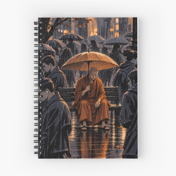 Item preview, Stillness in the Rain – Monk Meditation Art designed and sold by SacredLensV.
