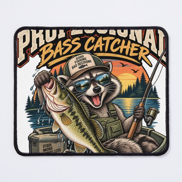 Item preview, Professional Bass Catcher Raccoon – Funny Vintage Bass Fishing designed and sold by The Fishing Outfit.