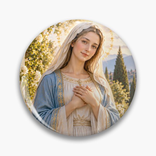 Item preview, Virgin Mary Among White Roses – Catholic Christian Art designed and sold by LTcatholics.