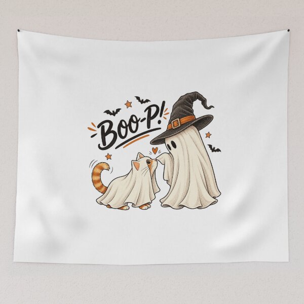 Item preview, Cute Boop Halloween Ghost and Cat designed and sold by Stickera Hub.