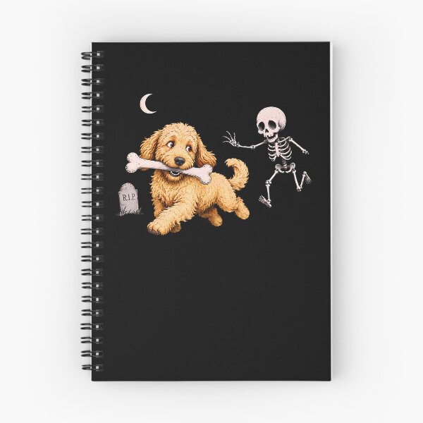 Item preview, Dog Stealing Bone From Skeleton Funny Goldendoodle Halloween  designed and sold by Trippy-Toad.