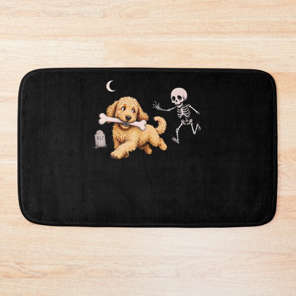 Item preview, Dog Stealing Bone From Skeleton Funny Goldendoodle Halloween  designed and sold by Trippy-Toad.
