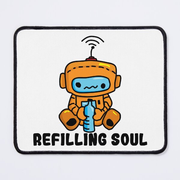 Item preview, Refilling Soul | Cute Tired Robot designed and sold by Creatory.studio.