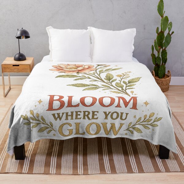Item preview, Bloom Where You Glow Floral Botanical Cottagecore Quote Art Design designed and sold by inkoutninja.