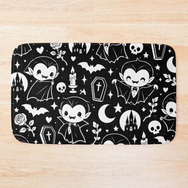 Item preview, Cute Vampire Pattern – Black & White Kawaii Gothic designed and sold by Flower Magic .