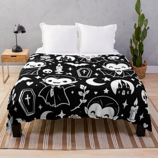 Item preview, Cute Vampire Pattern – Black & White Kawaii Gothic designed and sold by Flower Magic .