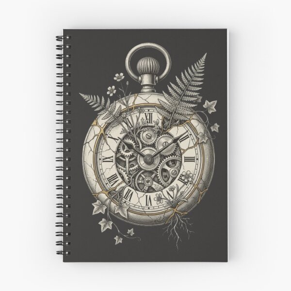 Item preview, Kintsugi Pocket Watch & Botanical Engraving — Dark Academia Art designed and sold by InnerwayStudio.