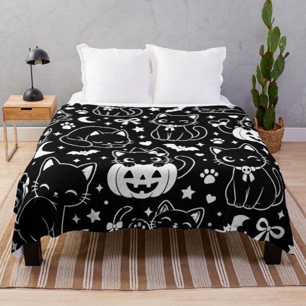 Item preview, Cute Black Cat Pattern – Kawaii Halloween Cats designed and sold by Flower Magic .