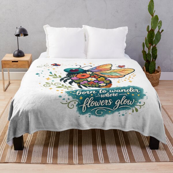 Item preview, Born to Wander Where Flowers Glow Floral Insect Cottagecore Art Design designed and sold by inkoutninja.