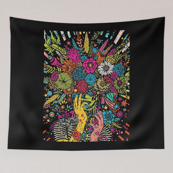 Item preview, Neon Botanical Mind: Psychedelic Floral Portrait designed and sold by  Mythical Entanglement.