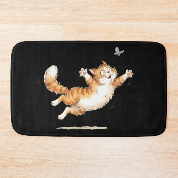 Item preview, Playful Orange Tabby Cat Leaping After a Blue Butterfly Cute Cartoon Art designed and sold by Wildlife Wonders.