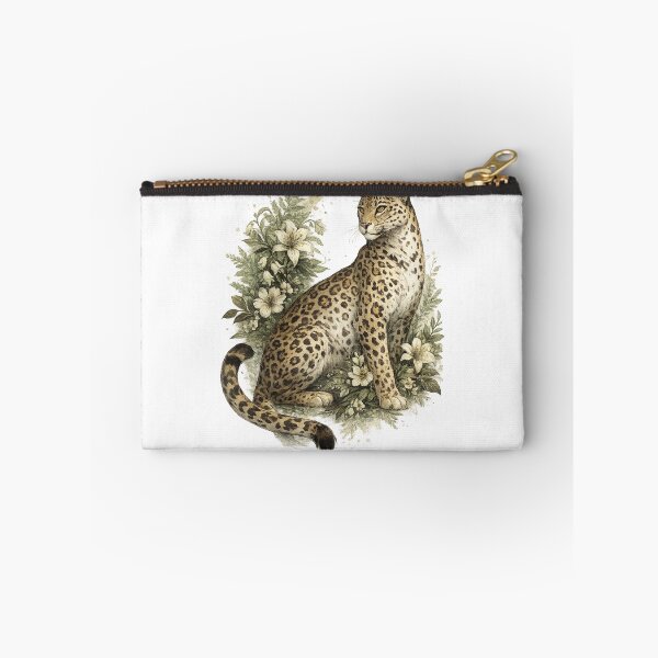 Item preview, Leopard Floral Botanical Vintage Wildlife Big Cat Art Design designed and sold by inkoutninja.