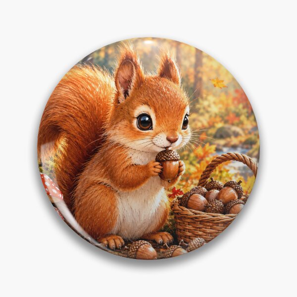 Item preview, Cute Squirrel Collecting Acorns – Hello Autumn designed and sold by NestDesigns01.