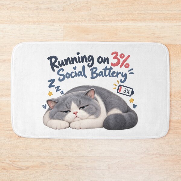 Item preview, Running on 3% Social Battery Cat designed and sold by HoloHugDesigns.