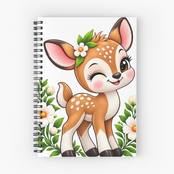 Item preview, Cute Kawaii Fawn Floral Embroidery Style T-Shirt Design designed and sold by Design Sounds Studio.