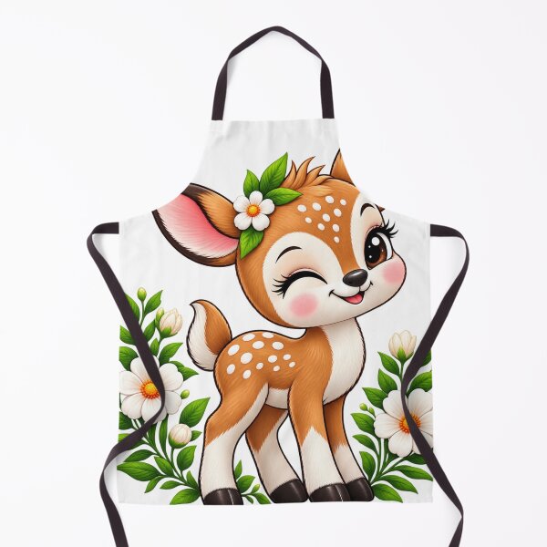 Item preview, Cute Kawaii Fawn Floral Embroidery Style T-Shirt Design designed and sold by Design Sounds Studio.