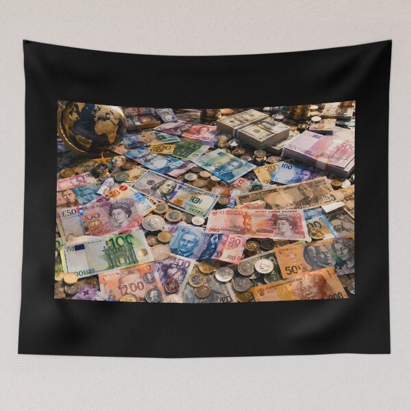 Item preview, World Currency and Banknotes Collage Art designed and sold by NeonRealmsStudio.