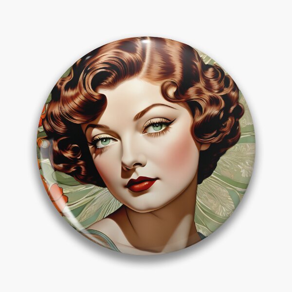 Item preview, Myrna Loy - Oblique Ink and Floral #24012 - Hollywood Legends Art Nouveau Illustration designed and sold by centuryretromedia.