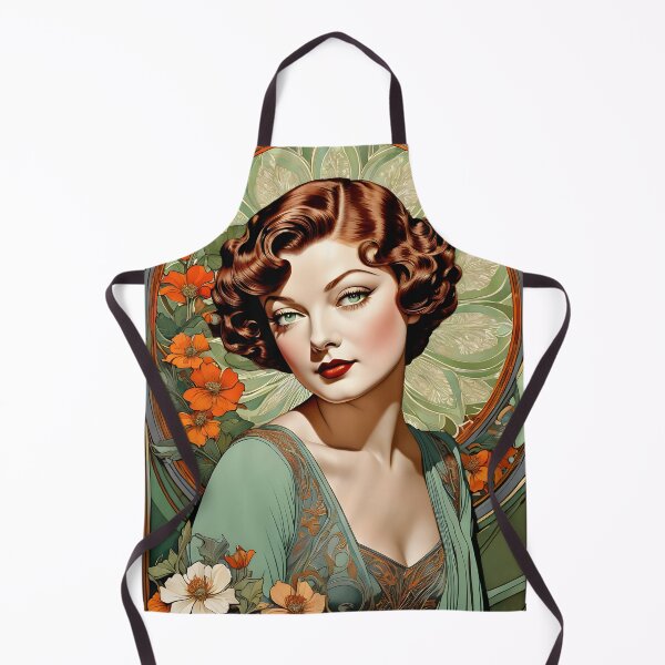 Item preview, Myrna Loy - Oblique Ink and Floral #24012 - Hollywood Legends Art Nouveau Illustration designed and sold by centuryretromedia.