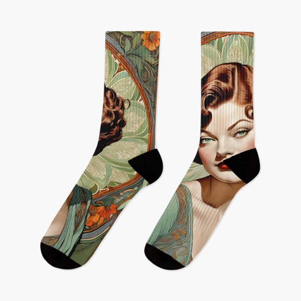 Item preview, Myrna Loy - Oblique Ink and Floral #24012 - Hollywood Legends Art Nouveau Illustration designed and sold by centuryretromedia.