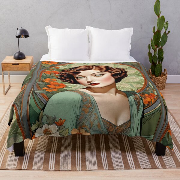 Item preview, Myrna Loy - Oblique Ink and Floral #24012 - Hollywood Legends Art Nouveau Illustration designed and sold by centuryretromedia.