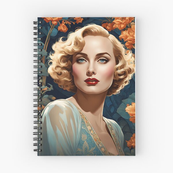 Item preview, Carole Lombard - Oblique Ink and Floral #24013 - Hollywood Legends Art Nouveau Illustration designed and sold by centuryretromedia.