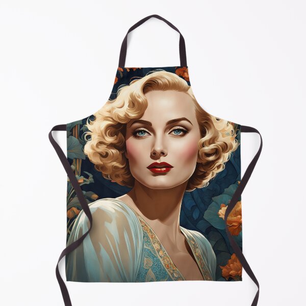 Item preview, Carole Lombard - Oblique Ink and Floral #24013 - Hollywood Legends Art Nouveau Illustration designed and sold by centuryretromedia.