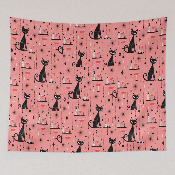 Item preview, Mid Century Cat | Retro Modern Feline Art | Vintage 60s Inspired Design designed and sold by flowerpower999.