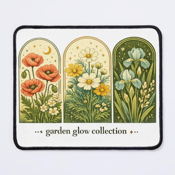 Item preview, Garden Glow Collection Vintage Botanical Poppy Daisy Iris Floral Art Design designed and sold by inkoutninja.