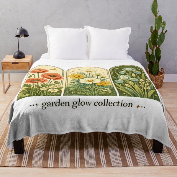 Item preview, Garden Glow Collection Vintage Botanical Poppy Daisy Iris Floral Art Design designed and sold by inkoutninja.