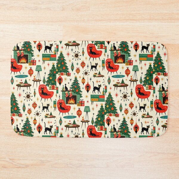 Item preview, Christmas Mid Century Cat Abstract Art | Retro Geometric Shapes Modern Vintage Design designed and sold by flowerpower999.