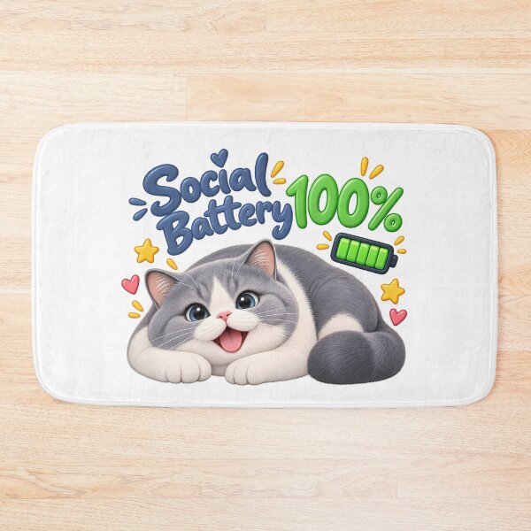Item preview, Social Battery 100% Happy Cat designed and sold by HoloHugDesigns.