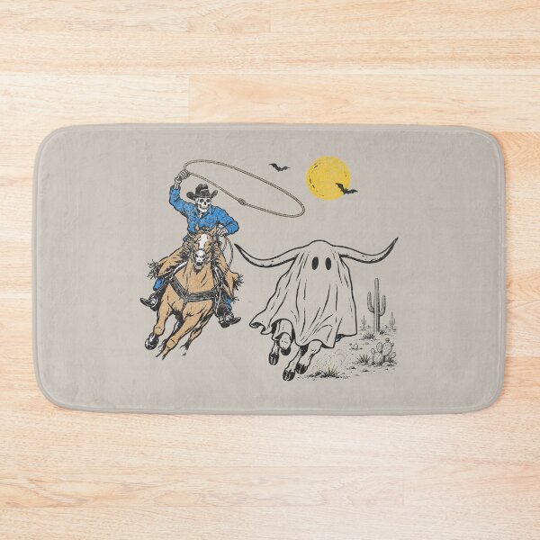 Item preview, Skeleton Cowboy Wrangling Ghost Bull Under Full Moon designed and sold by Studio Bootleg.