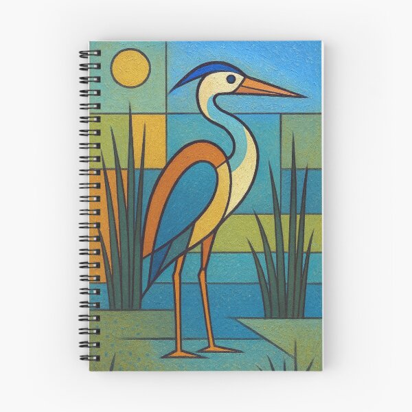 Item preview, Heron,  a Geometric illustration – Colourful Wildlife Art designed and sold by GalleryKauffeld.
