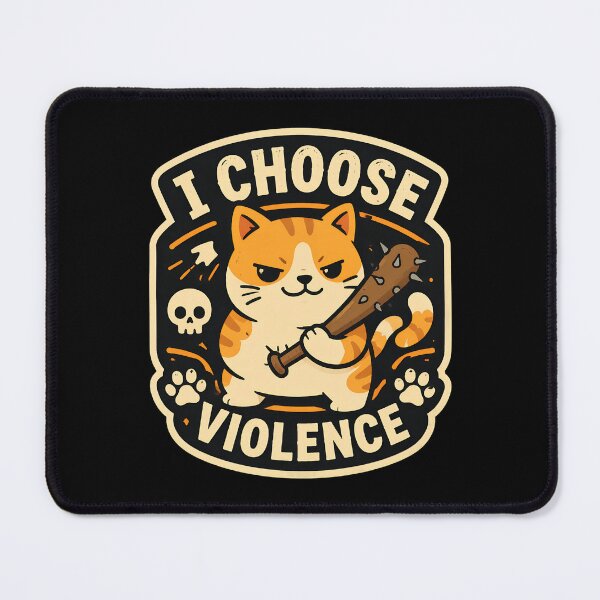 Item preview, I Choose Violence Funny Cat Knife Meme Emblem designed and sold by OlyvieArt.
