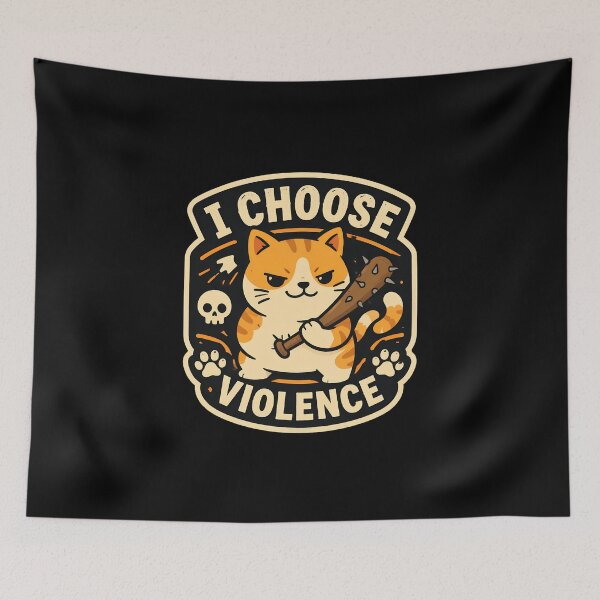 Item preview, I Choose Violence Funny Cat Knife Meme Emblem designed and sold by OlyvieArt.