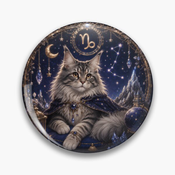 Item preview, Cute Capricorn Cat Celestial Purple Magic Zodiac designed and sold by Soluna Studio.