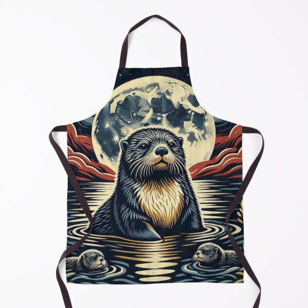 Item preview, Moonlit Otters – Cosmic Night Illustration designed and sold by Dogandesighn.