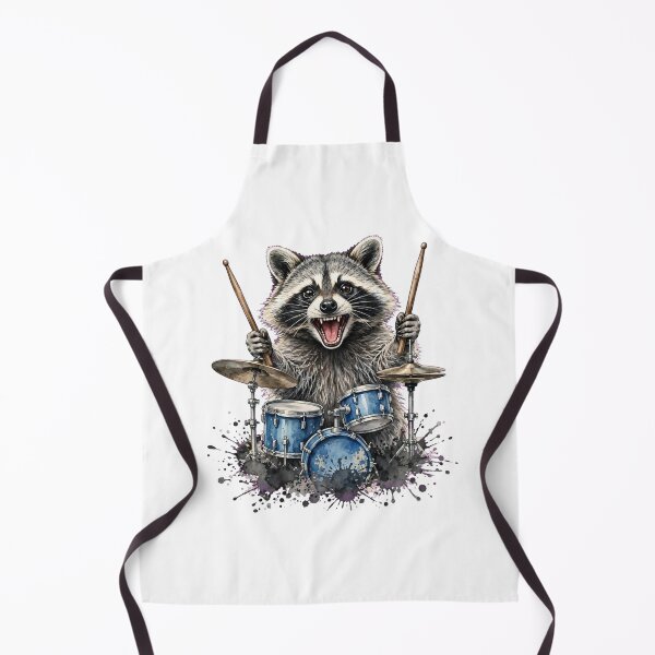 Item preview, Little Drummer Raccoon Playing Drum Set Watercolor designed and sold by Yellowriversss.
