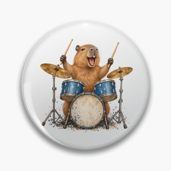 Item preview, Capybara Playing Drums Rockstar Drummer Watercolor Animal designed and sold by Yellowriversss.