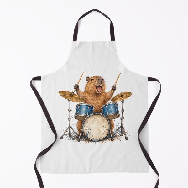 Item preview, Capybara Playing Drums Rockstar Drummer Watercolor Animal designed and sold by Yellowriversss.