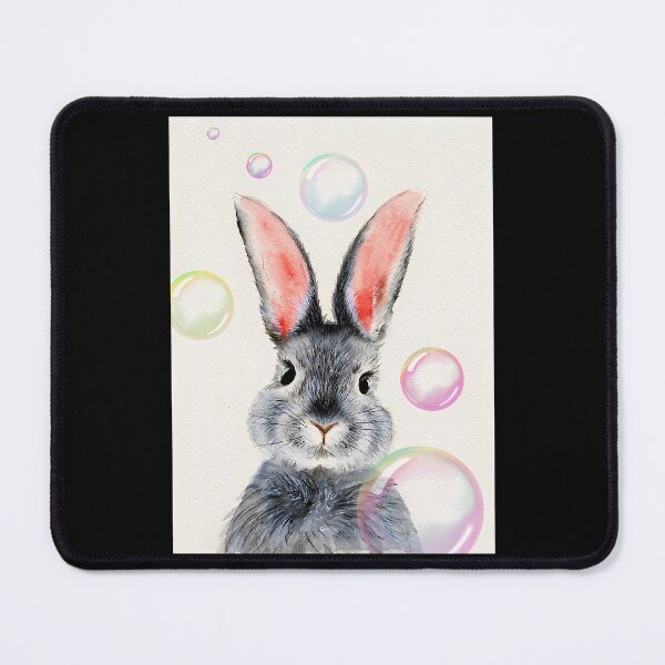 Item preview, Watercolor Grey Bunny With The Bright Pink Bubbles designed and sold by writtengriffinc.