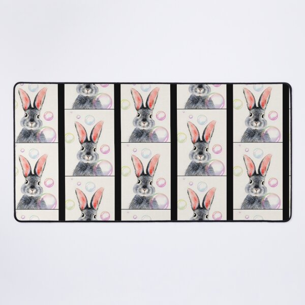 Item preview, Watercolor Grey Bunny With The Bright Pink Bubbles designed and sold by writtengriffinc.
