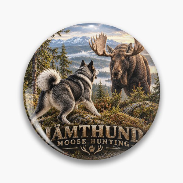 Item preview, Jämthund Moose Hunting Vintage Scandinavian Hunting Dog Logo designed and sold by TammyHunterArt.