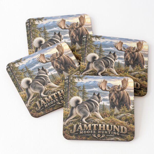 Item preview, Jämthund Moose Hunting Vintage Scandinavian Hunting Dog Logo designed and sold by TammyHunterArt.