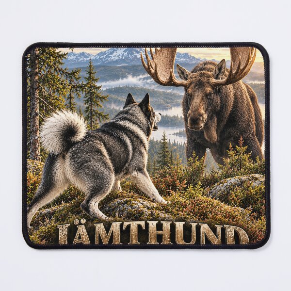 Item preview, Jämthund Moose Hunting Vintage Scandinavian Hunting Dog Logo designed and sold by TammyHunterArt.