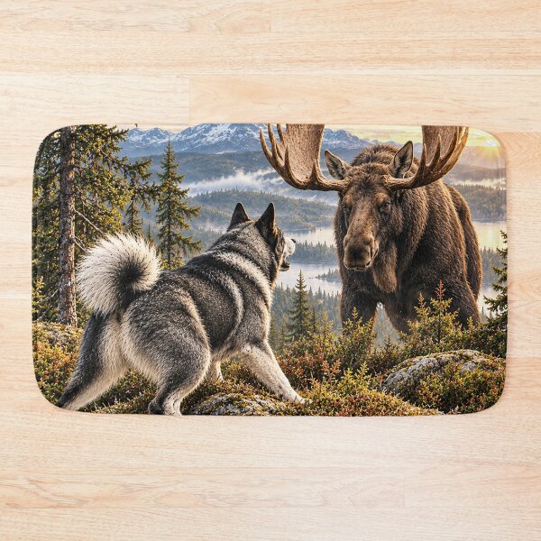 Item preview, Jämthund Moose Hunting Vintage Scandinavian Hunting Dog Logo designed and sold by TammyHunterArt.