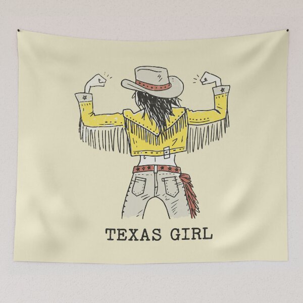 Item preview, Vintage Texas Girl Strong Cowgirl Yellow Fringe Jacket Graphic designed and sold by Studio Bootleg.