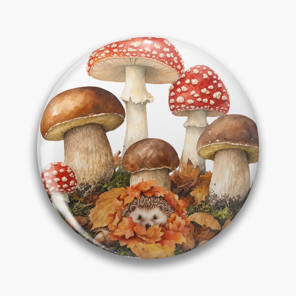 Item preview, Cute Woodland Hedgehog Mushroom Cottagecore Autumn designed and sold by CHANCHANAI.
